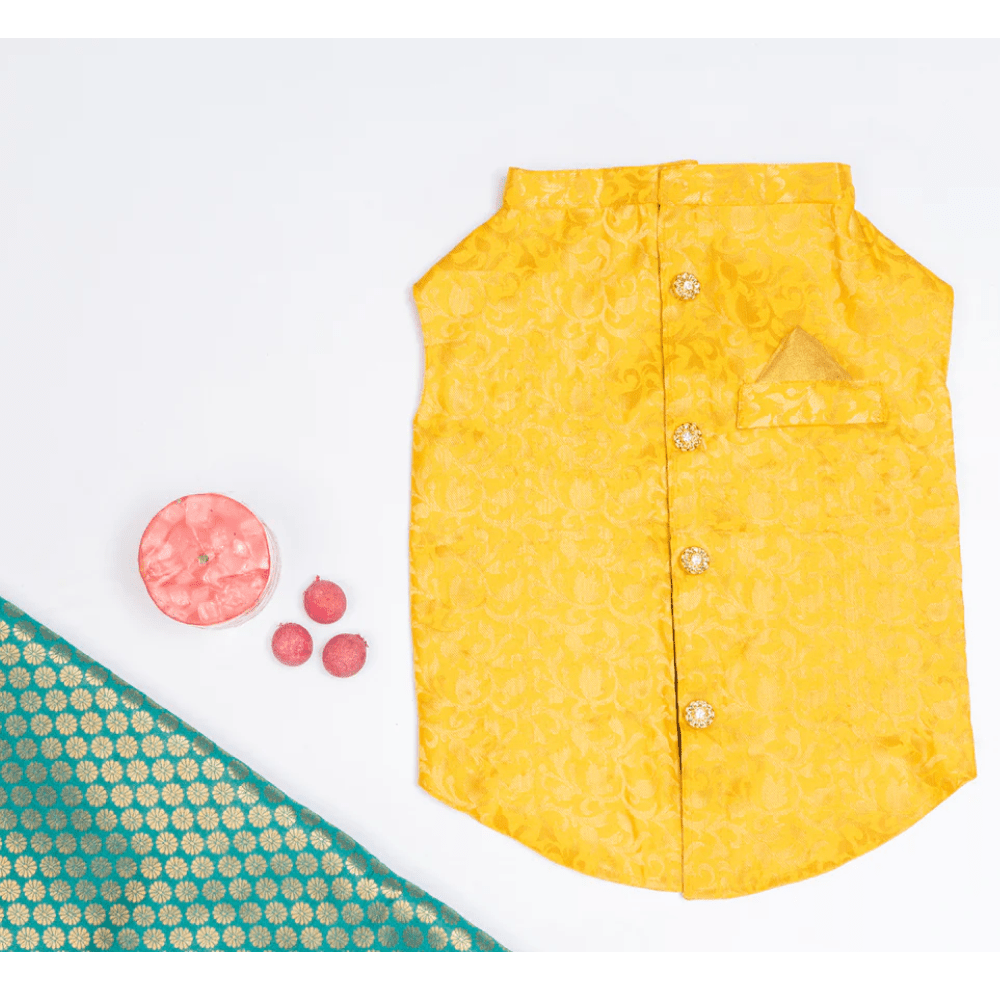 Pawgypets Sherwani for Dogs and Cats (Yellow) - Image 4