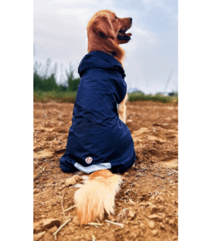 The Drizzle Deflector - Adjustable & Reflective Raincoat for Dogs by Lana Paws  (Navy Blue Solid)