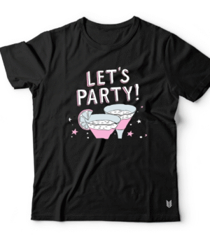 Ruse "Let's Party" Printed Half Sleeves Unisex T Shirt for Dogs and Pet Parents (Black)